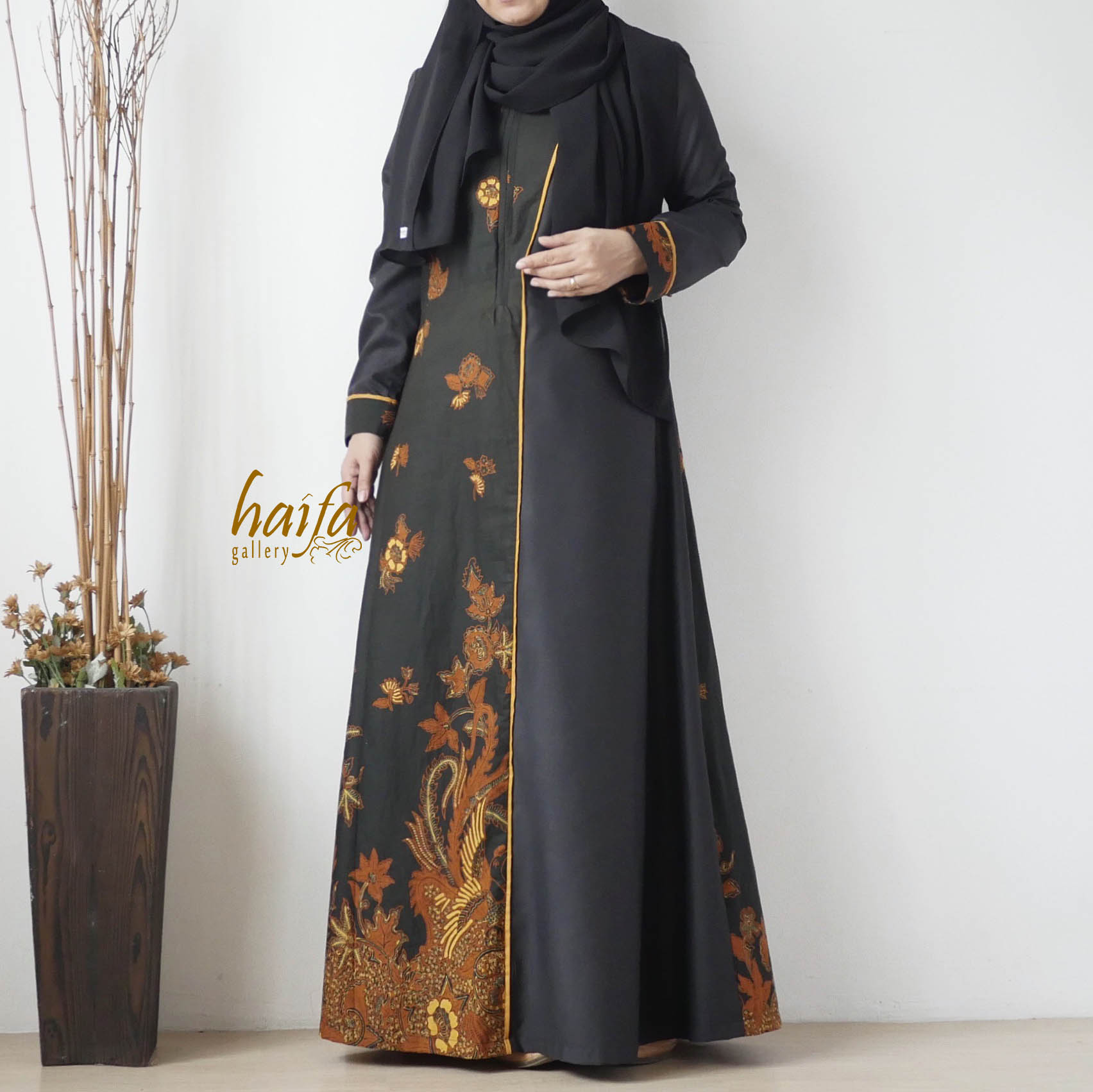 asymmetric classic black gold batik dress haifa gallery