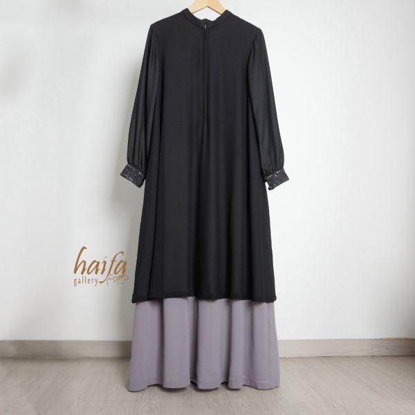 a Gamis Ceruti 2 in 1 Hitam mix Abu abu