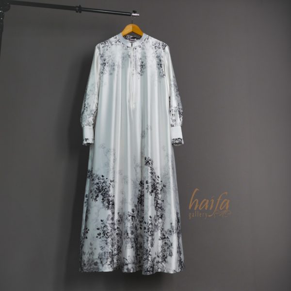 a Gamis Silk Floral Putih Tulang Vol.2