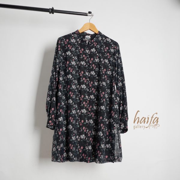 a Setelan Sifon Print Floral Hitam Pink - Image 3