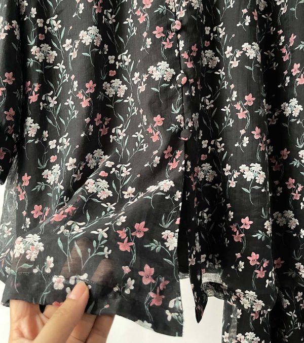 a Setelan Sifon Print Floral Hitam Pink - Image 2